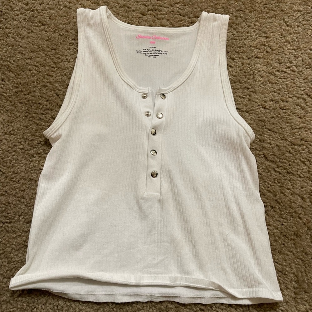 white button up tank
